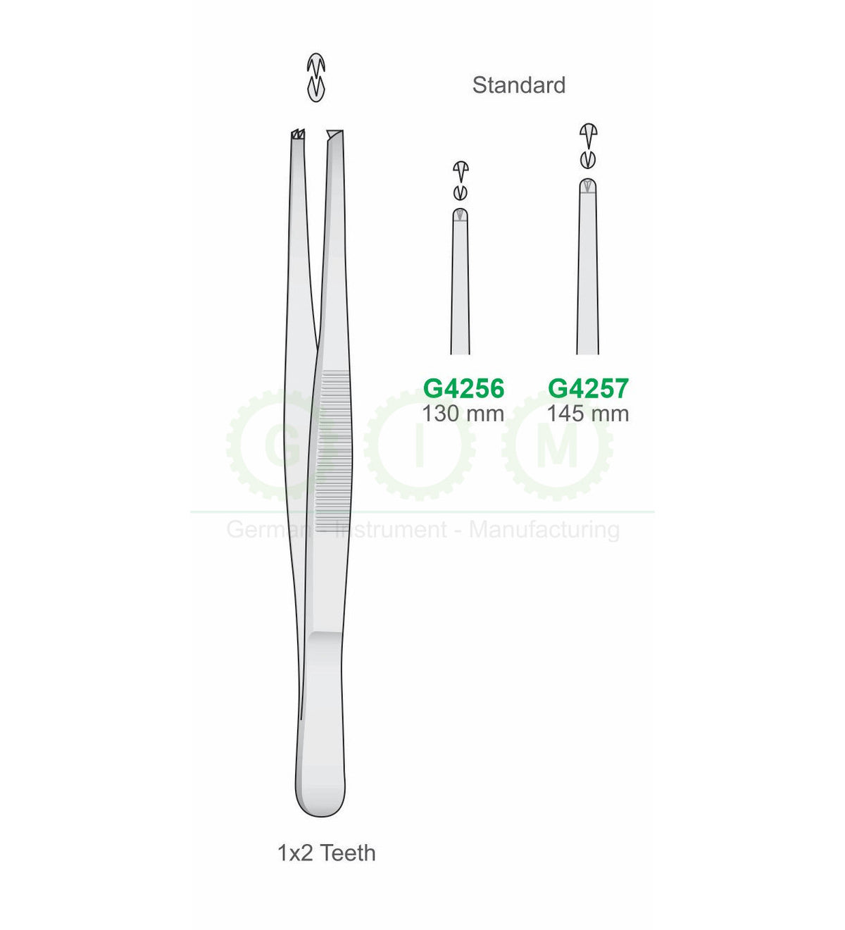 Standard 1x2 Teeth Tissue Forceps