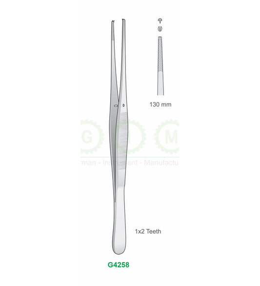 Standard 1x2 Teeth Tissue Forceps