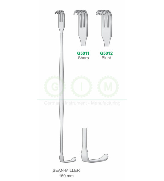 Sean Miller Retractors, Sharp and Blunt, 160mm