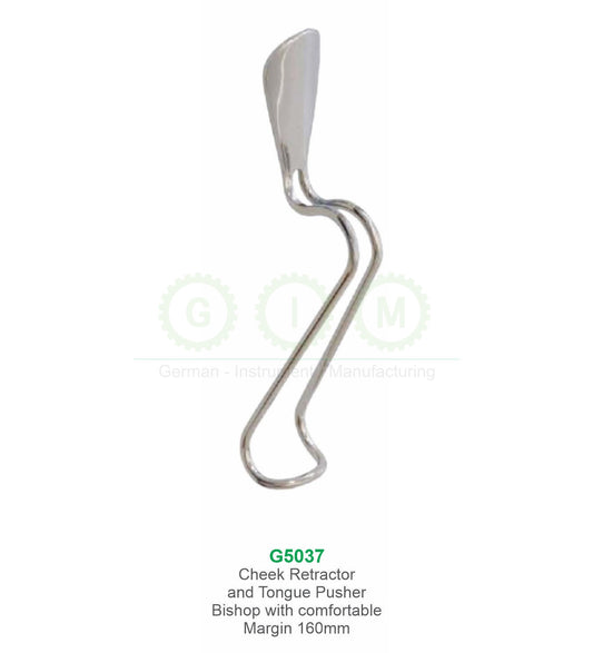 Bishop Cheek Retractor and Tongue Pusher, 160mm