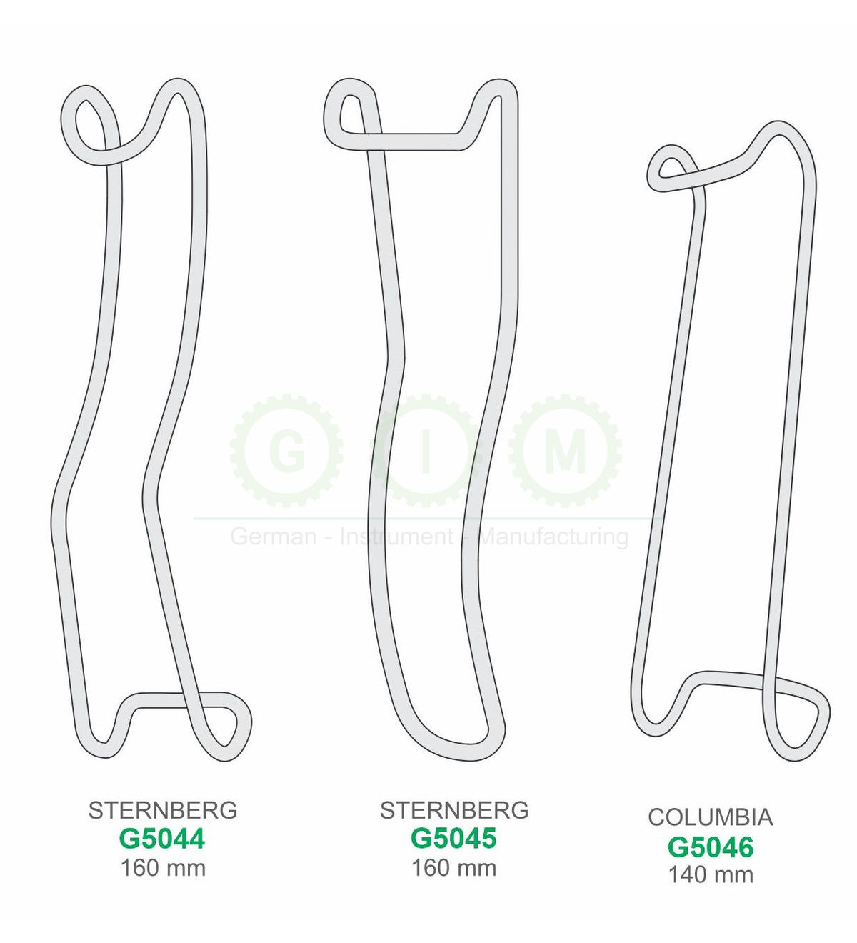 Sternberg and Columbia Retractors, 140–160mm