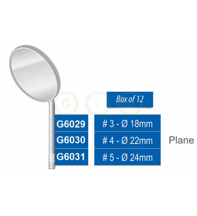 Plane Dental Mirrors, 18–24mm