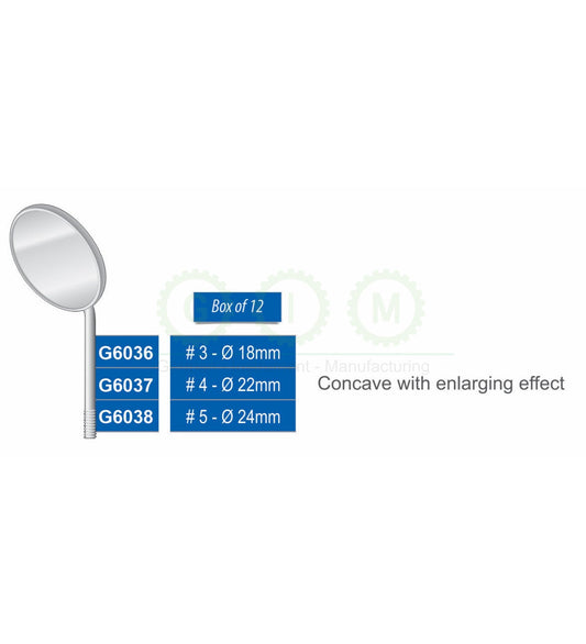 Concave Dental Mirrors with Magnifying Effect
