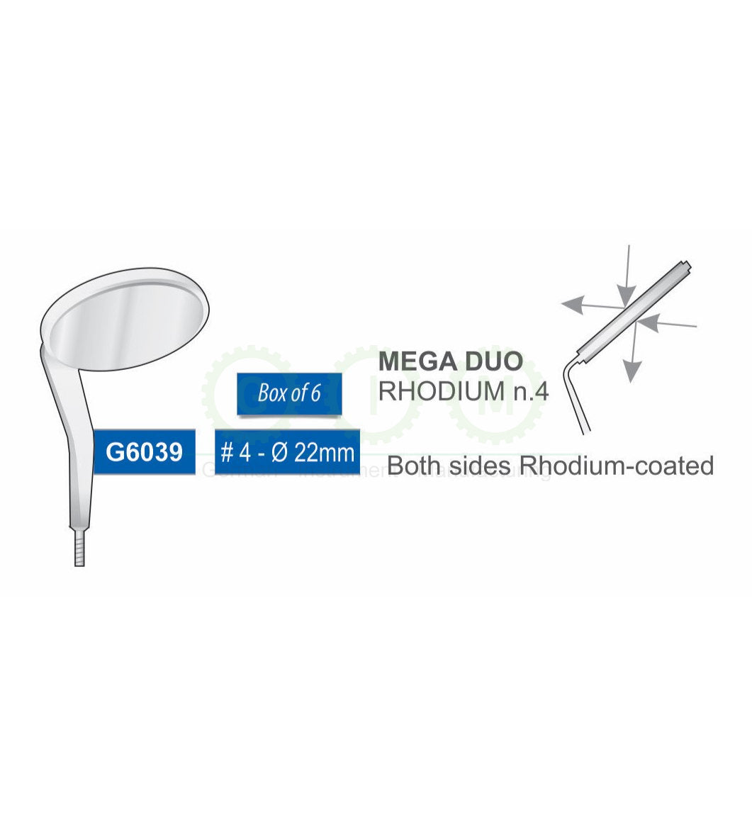 Double-Sided Rhodium Dental Mirror, No. 4, 22mm