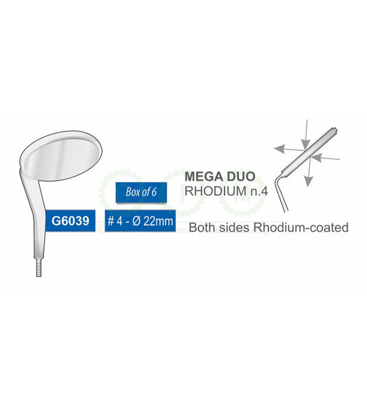 Double-Sided Rhodium Dental Mirror, No. 4, 22mm