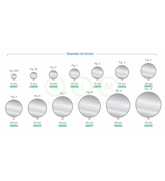 Dental Mirror Heads, Assorted Diameters