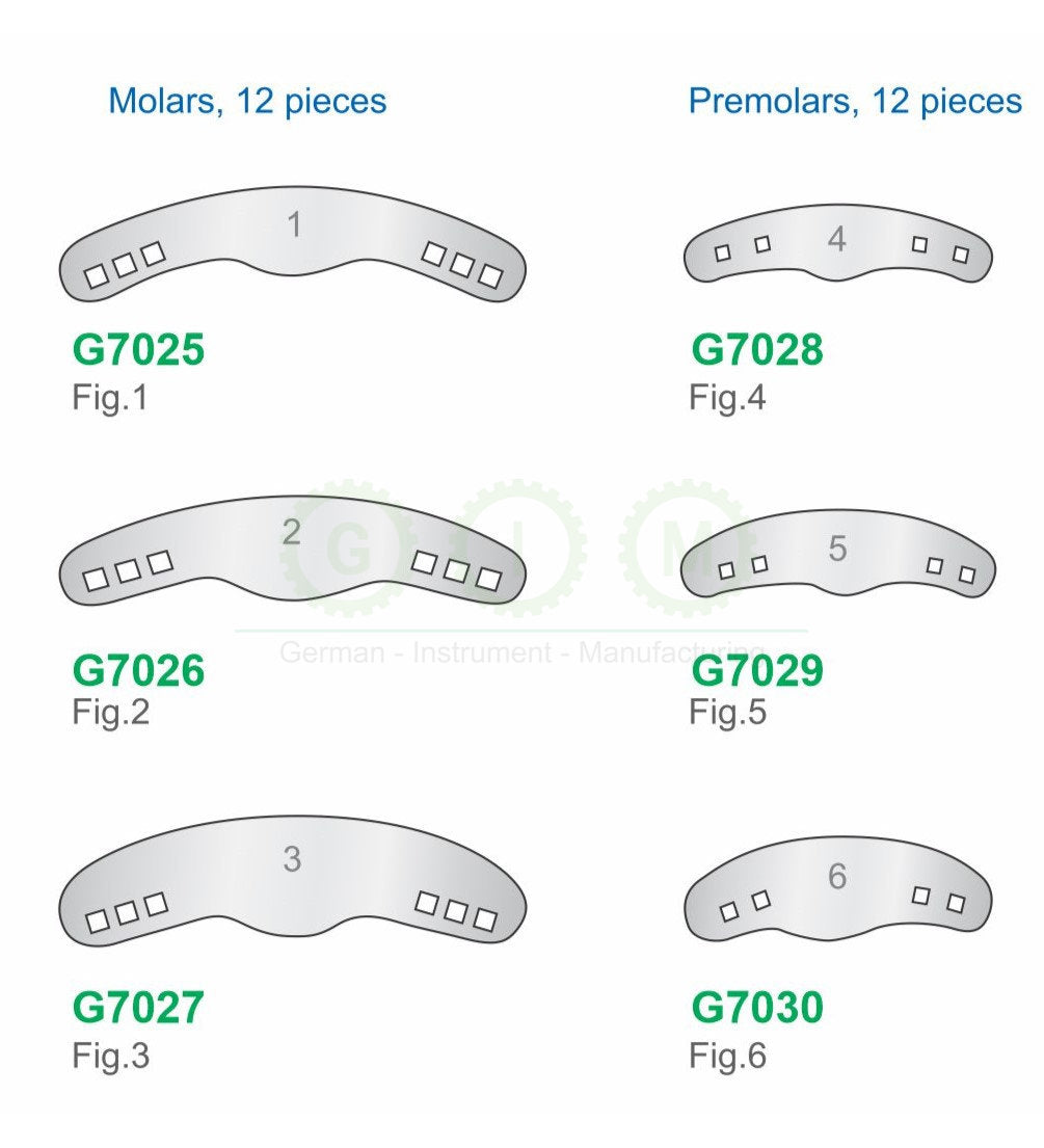 Dental Matrix Bands for Molars and Premolars, 12-Piece Sets
