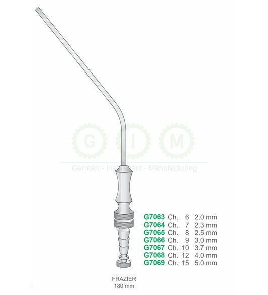 Frazier Suction Tubes, 180mm