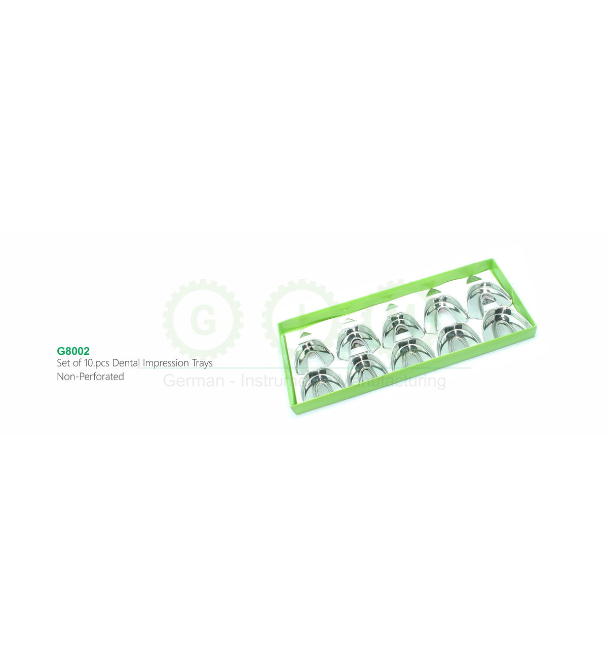 Dental Impression Trays, Non-Perforated, Set of 10