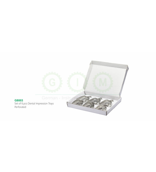 Dental Impression Trays, Perforated, Set of 6